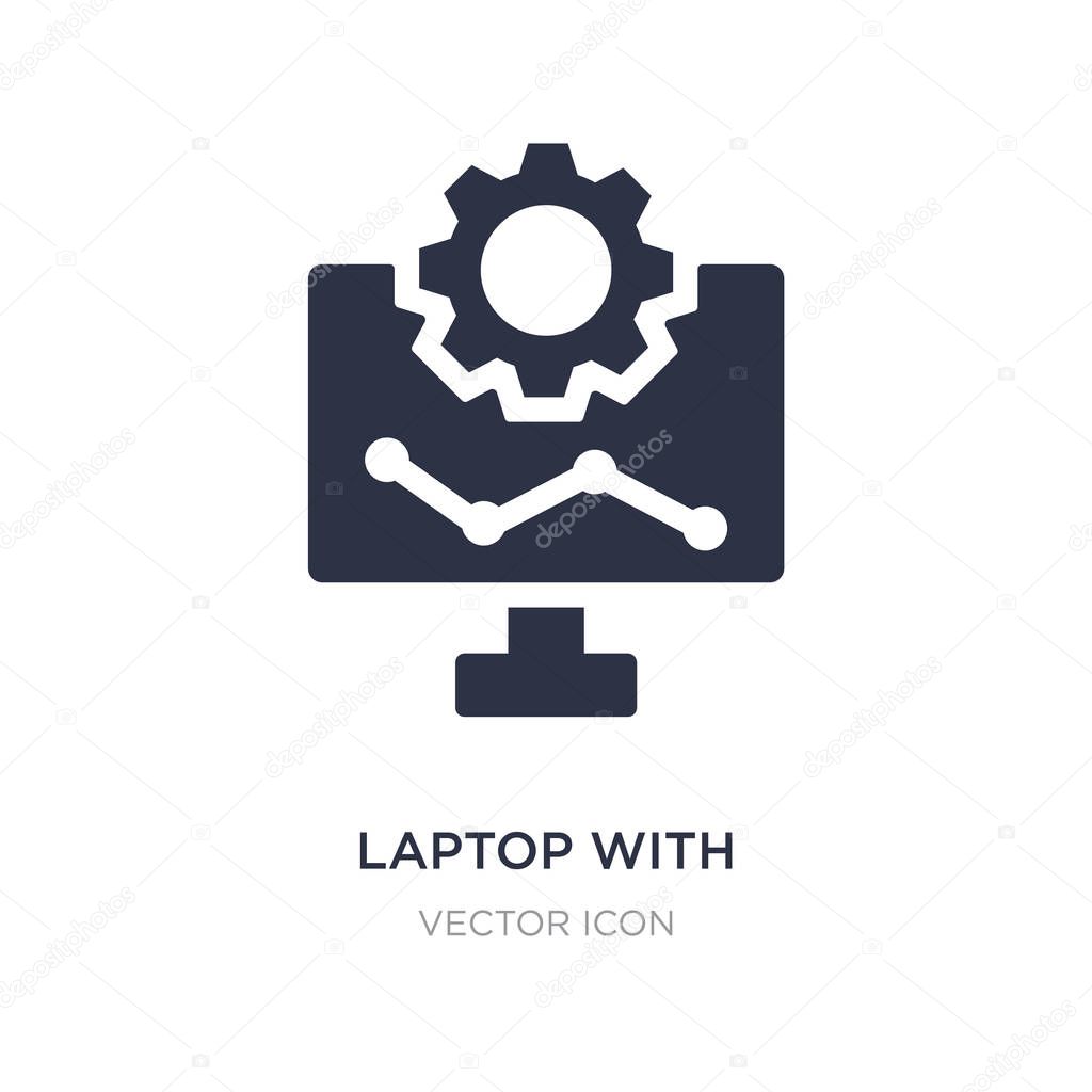 Laptop with analysis icon on white background. Simple element illustration from Business and analytics concept. laptop with analysis sign icon symbol design.