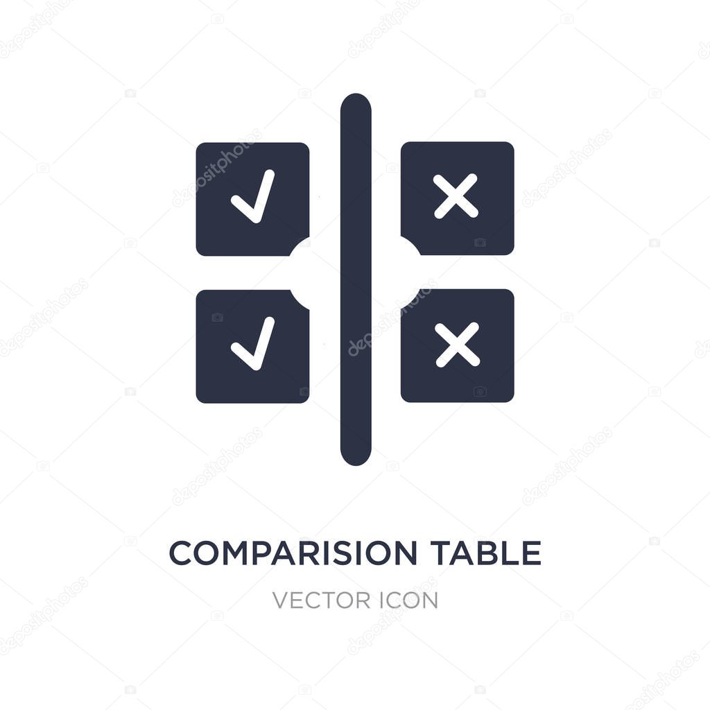 comparision table icon on white background. Simple element illus