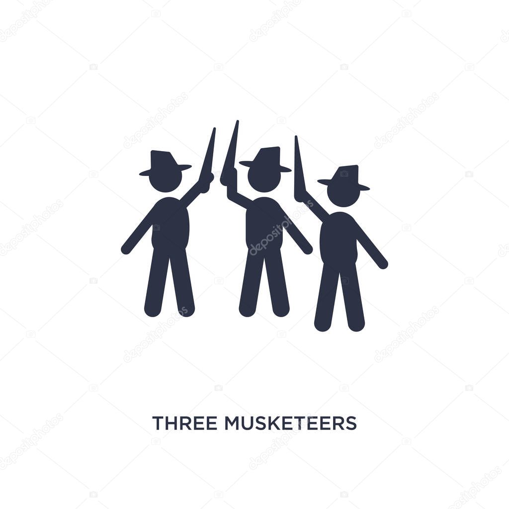 Three musketeers icon. Simple element illustration from literature concept. three musketeers editable symbol design on white background. Can be use for web and mobile.