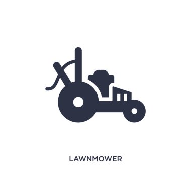 Çim biçme makinesi simgesi beyaz arka plan üzerinde. Basit öğe illüstrasyon 