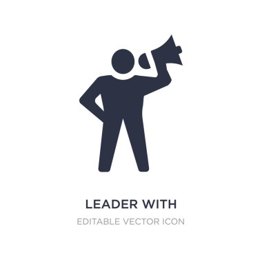 Beyaz arka plan üzerinde hoparlör simgesi olan lider. Basit öğe