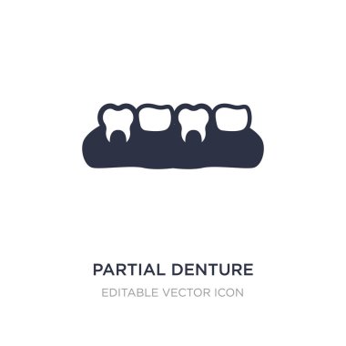 Beyaz arka plan üzerinde kısmi takma diş simgesi. Basit öğe illustr