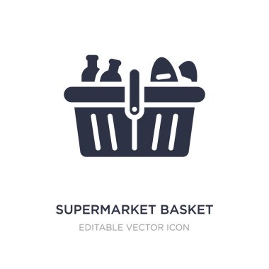 Beyaz arka planda süpermarket sepeti simgesi. Basit eleman Illu