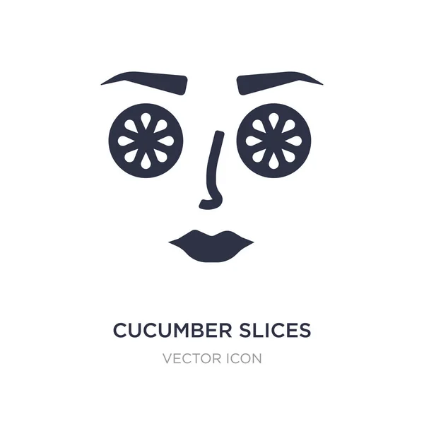 Rodajas de pepino en el icono de la cara sobre fondo blanco. Elemento simple — Vector de stock