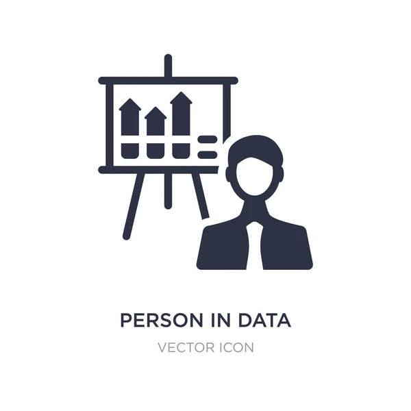 Person in der Datenanalyse-Präsentation mit einer Grafik auf einem Bildschirm — Stockvektor
