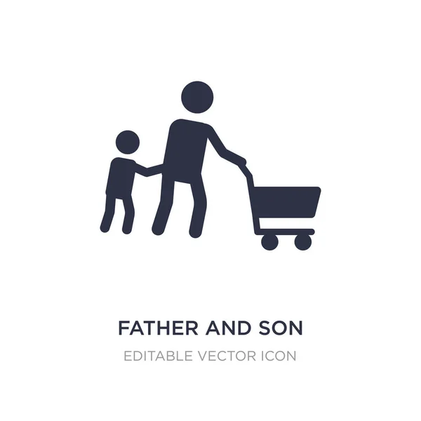 Vater und Sohn beim Einkaufen auf weißem Hintergrund. einfaches Element — Stockvektor