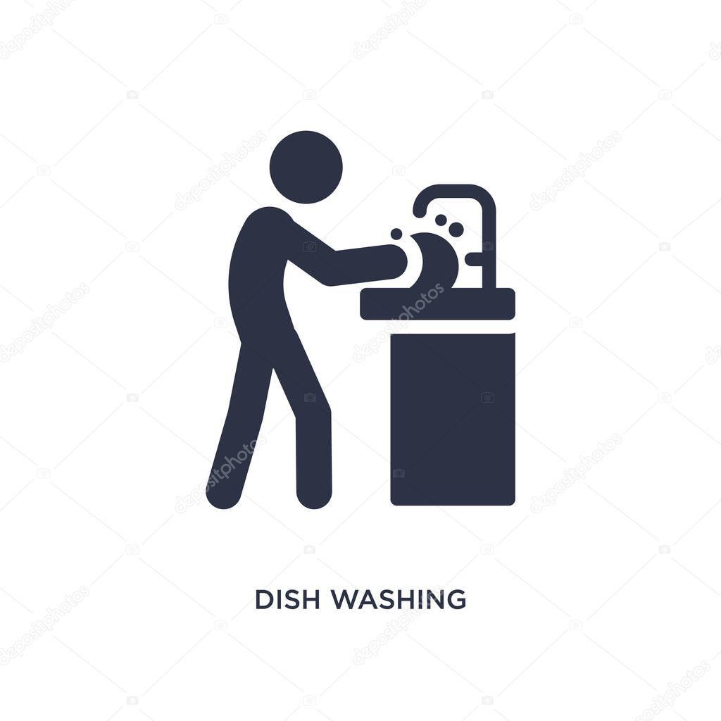 Dish washing icon. Simple element illustration from activity and hobbies concept. dish washing editable symbol design on white background. Can be use for web and mobile.