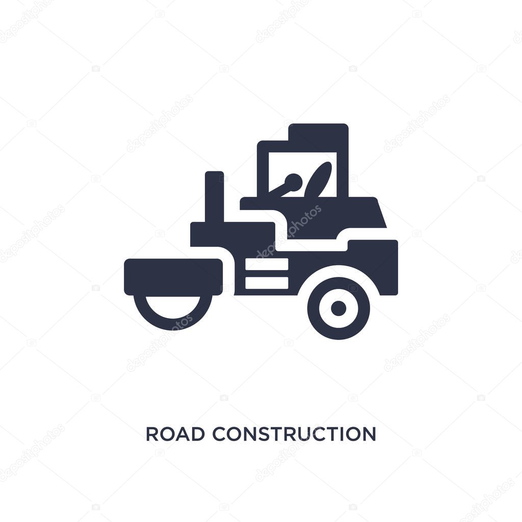road construction icon on white background. Simple element illus