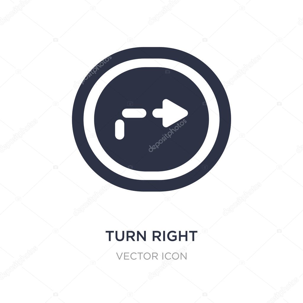 turn right arrow with broken line icon on white background. Simp