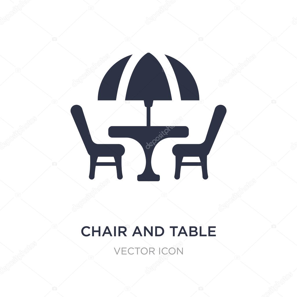 Chair and table icon on white background. Simple element illustration from City elements concept. chair and table sign icon symbol design.