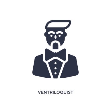 ventrilokist izole simgesi. Sinema konseptinden basit eleman Illustration. Beyaz arka planda ventrilokist düzenlenebilir logo sembol tasarımı. Web ve mobil cihazlar için kullanılabilir.