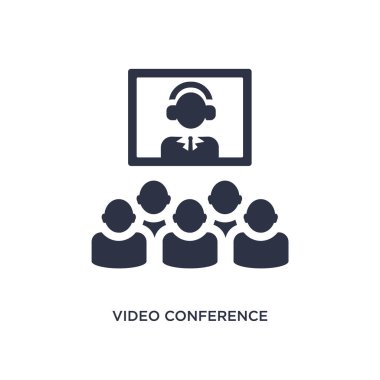 video konferans simgesi. İnsan kaynakları konseptinden basit eleman çizimi. Beyaz arka planda video konferansı düzenlenebilir sembol tasarımı. Web ve mobil cihazlar için kullanılabilir.