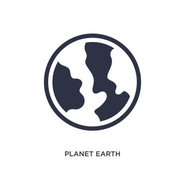 Planet earth simgesini beyaz arka plan üzerinde. Basit öğe illustrati