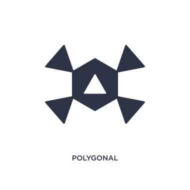 Beyaz backg üzerinde altıgenler ve üçgen simgesinin poligonal süsleme