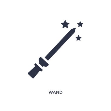 değnek simgesi. Sihirli kavramı basit eleman illüstrasyon. Beyaz arka planda değnek düzenlenebilir sembol tasarımı. Web ve mobil cihazlar için kullanılabilir.