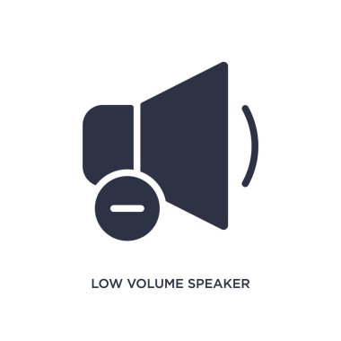 düşük ses seviyesi hoparlör simgesi. Müzik ve medya konseptinden basit eleman çizimi. Beyaz arka planda düşük hacimli hoparlör düzenlenebilir sembol tasarımı. Web ve mobil cihazlar için kullanılabilir.