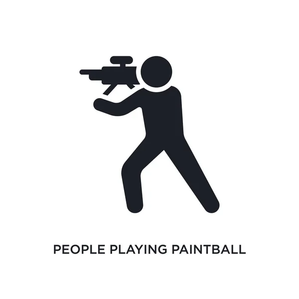 Pessoas Jogando Paintball Ícone Isolado Ilustração Elemento Simples Ícones Conceito —  Vetores de Stock