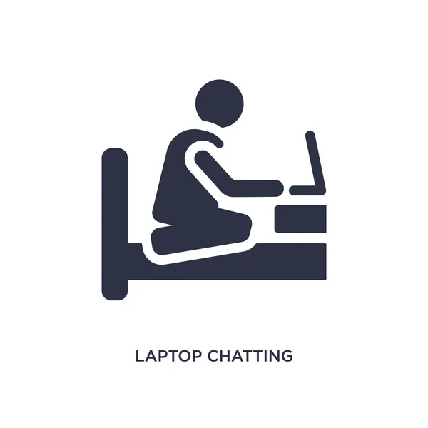 Laptop Chat Auf Dem Bett Isoliert Symbol Einfache Elementillustration Aus — Stockvektor