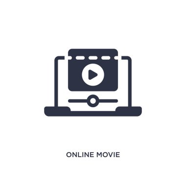 Online film izole simgesi. Sinema konseptinden basit eleman Illustration. Beyaz arka planda online film düzenlenebilir logo sembol tasarımı. Web ve mobil cihazlar için kullanılabilir.