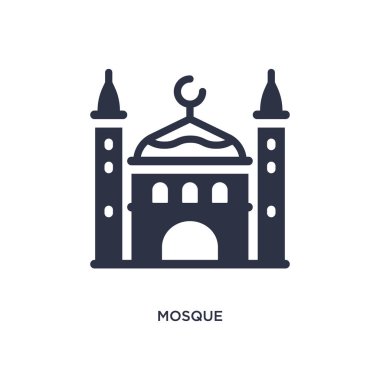 Beyaz arka plan üstünde cami kutsal kişilerin resmi. Basit öğe illüstrasyon fro