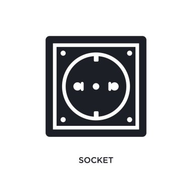 soket izole simgesi. electrian bağlantıları kavramı simgeler basit öğe örnek. soket düzenlenebilir logo işareti sembol tasarımı beyaz arka plan üzerinde. web ve mobil kullanmak olabilir