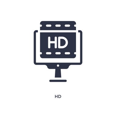HD izole simgesi. Sinema kavram basit öğe örnek. HD düzenlenebilir logo sembol tasarımı beyaz arka plan üzerinde. Web ve mobil kullanmak olabilir.