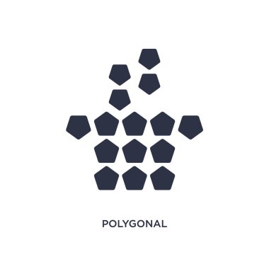 poligonal kahve Kupası simgesi beyaz arka plan üzerinde. Basit öğe Il