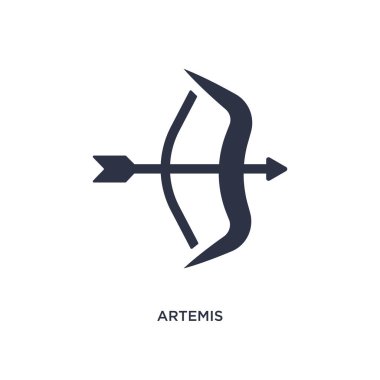 Artemis simgesi. Yunanistan kavramı basit eleman illüstrasyon. Beyaz arka planda Artemis düzenlenebilir sembol tasarımı. Web ve mobil cihazlar için kullanılabilir.