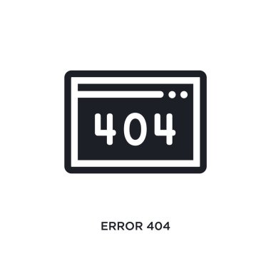 Hata 404 izole simgesi. basit öğe illüstrasyon kavramı simgeler programlama üzerinden. Hata 404 düzenlenebilir logo işareti sembol tasarımı beyaz arka plan üzerinde. web ve mobil kullanmak olabilir