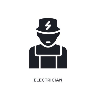 Elektrikçi izole simgesi. electrian bağlantıları kavramı simgeler basit öğe örnek. Elektrikçi düzenlenebilir logo işareti sembol tasarımı beyaz arka plan üzerinde. web ve mobil kullanmak olabilir