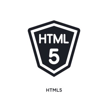 HTML5 izole simgesi. basit öğe illüstrasyon kavramı simgeler programlama üzerinden. HTML5 düzenlenebilir logo işareti sembol tasarımı beyaz arka plan üzerinde. web ve mobil kullanmak olabilir