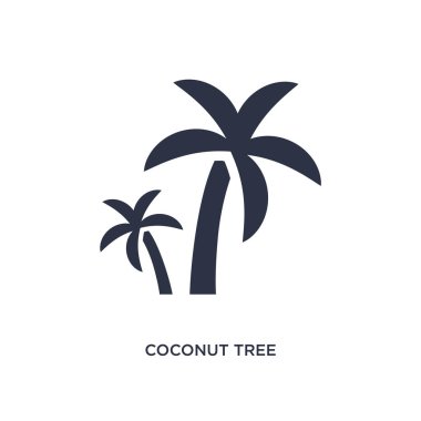 beyaz zemin üzerine Hindistan cevizi ağacı simgesi. Basit öğe illustrati