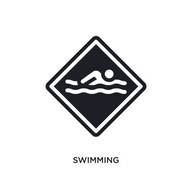 Yüzme izole simgesi. Trafikten basit öğe illüstrasyon kavramı simgeler imzalar. Yüzme düzenlenebilir logo işareti sembol tasarımı beyaz arka plan üzerinde. web ve mobil kullanmak olabilir