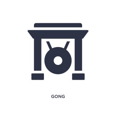 Gong izole simgesi. Asya kavramı basit eleman illüstrasyon. Beyaz arka planda Gong düzenlenebilir logo sembol tasarımı. Web ve mobil cihazlar için kullanılabilir.