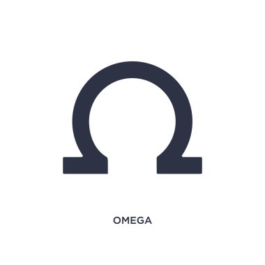 Omega simgesi. Yunanistan kavramı basit eleman illüstrasyon. Beyaz arka planda Omega düzenlenebilir sembol tasarımı. Web ve mobil cihazlar için kullanılabilir.