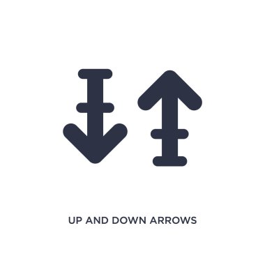 Beyaz arka planda yukarı ve aşağı oklar simgesi. Basit eleman Illu