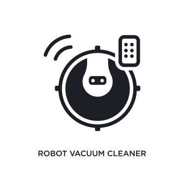 Robot elektrikli süpürge izole simgesi. Akıllı ev concept simgeler basit öğe örnek. Robot elektrikli süpürge düzenlenebilir logo işareti sembol tasarımı beyaz arka plan üzerinde. web kullanmak olabilir ve