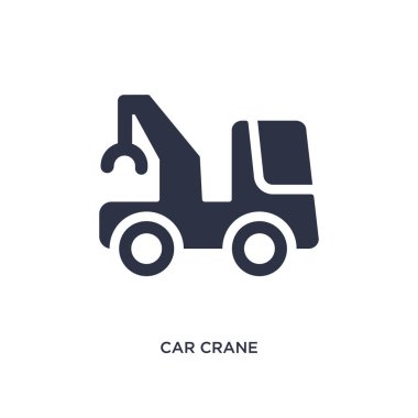 Beyaz arka planda araba vinç simgesi. Basit eleman çizimi 