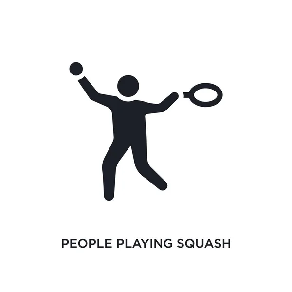 Menschen Die Squash Spielen Isoliert Ikone Einfache Elementillustration Aus Konzeptsymbolen — Stockvektor