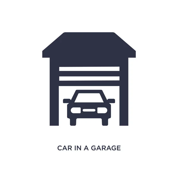 Auto in un'icona garage su sfondo bianco. Elemento semplice illustr — Vettoriale Stock