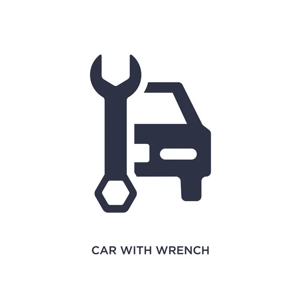 Car with wrench icon on white background. Simple element illustr — Stock Vector