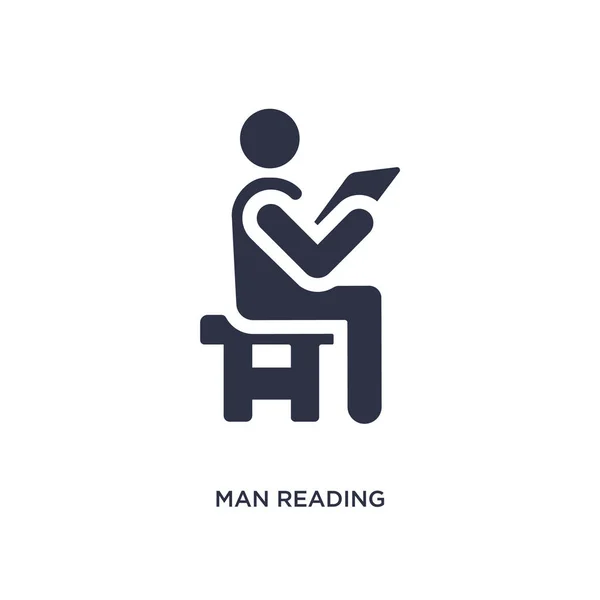 男子阅读报纸孤立的图标 行为概念中的简单元素说明 男子阅读报纸可编辑的标志符号设计在白色背景 可用于网络和移动设备 — 图库矢量图片