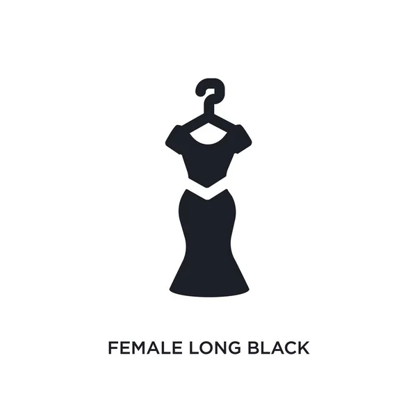 女性长黑色礼服隔离图标 简单的元素插图从妇女服装概念图标 女性长黑色礼服可编辑的标志标志符号设计在白色背景 可用于 Web — 图库矢量图片