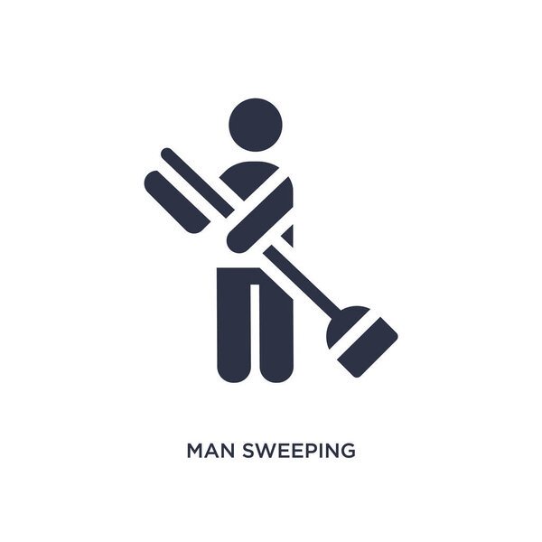man sweeping isolated icon. Simple element illustration from behavior concept. man sweeping editable logo symbol design on white background. Can be use for web and mobile.