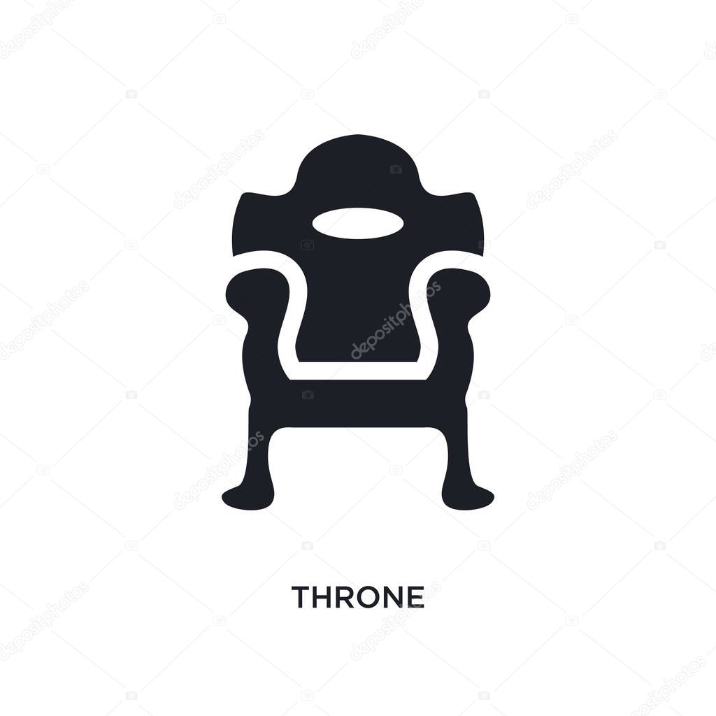 Throne isolated icon. simple element illustration from luxury concept icons. throne editable logo sign symbol design on white background. can be use for web and mobile