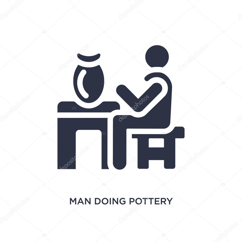 Man doing pottery isolated icon. Simple element illustration from behavior concept. man doing pottery editable logo symbol design on white background. Can be use for web and mobile.