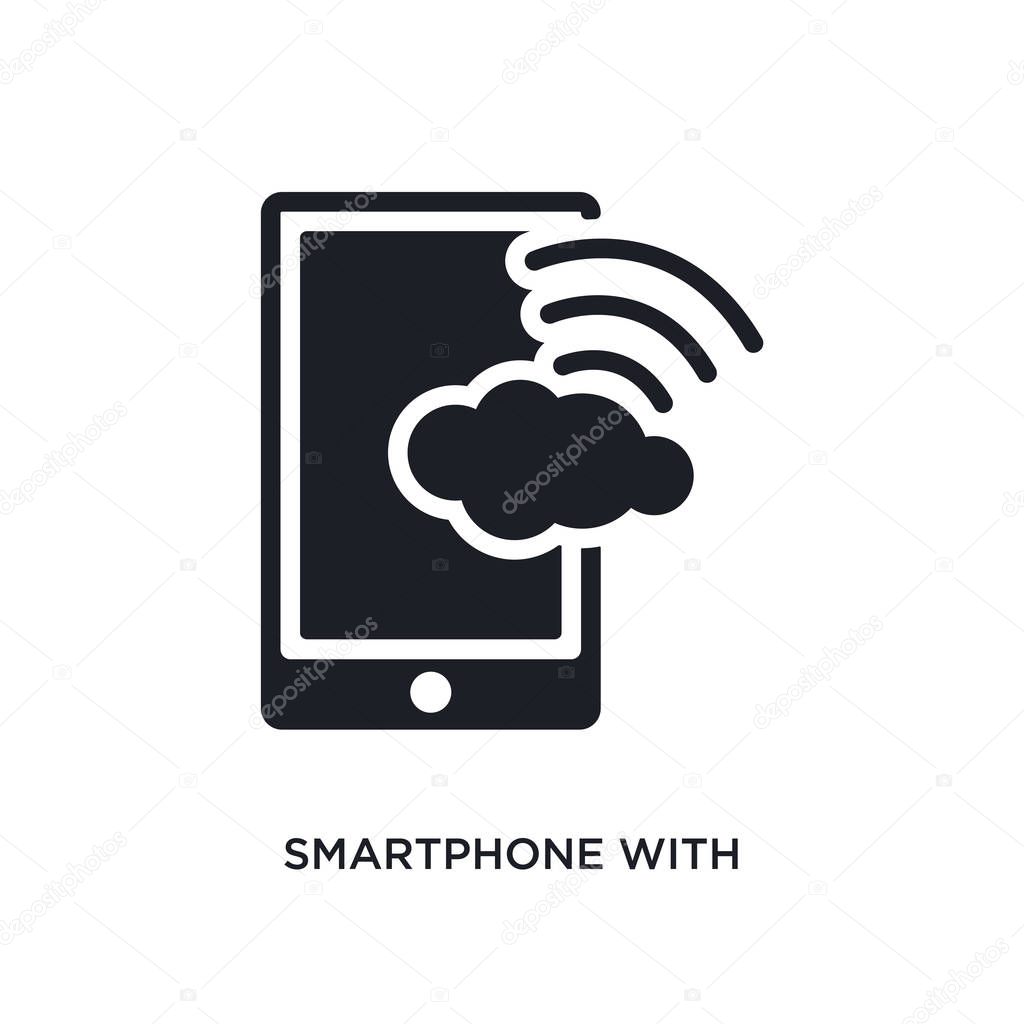 Smartphone with wireless connection isolated icon. simple element illustration from ultimate glyphicons concept icons. smartphone with wireless connection editable logo sign symbol design on white