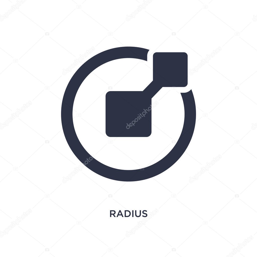 Radius isolated icon. Simple element illustration from geometry concept. radius editable logo symbol design on white background. Can be use for web and mobile.