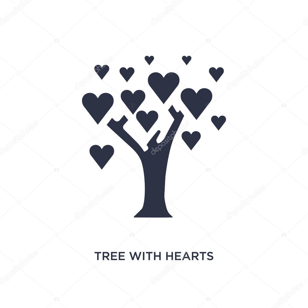 Tree with hearts isolated icon. Simple element illustration from ecology concept. tree with hearts editable logo symbol design on white background. Can be use for web and mobile.