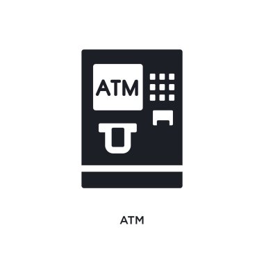 ATM izole simgesi. basit öğe örnek ödeme kavramı simgeler. ATM düzenlenebilir logo işareti sembol tasarımı beyaz arka plan üzerinde. web ve mobil kullanmak olabilir